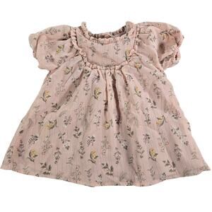 Catherine Malandrino Girl 3T Pink Silver Short Sleeve Floral Dress Spring Summer